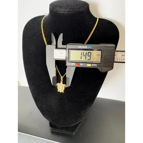 Moissanite Turtle Necklace - 14k Vermeil over 925 Sterling - Picture 7 of 8